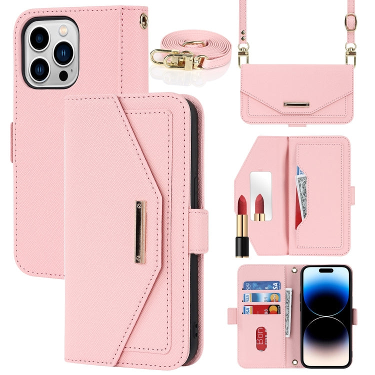 Cross Texture Crossbody Lanyard Leather Phone Case, For iPhone 15 Pro Max, For iPhone 15 Pro, For iPhone 15 Plus, For iPhone 15