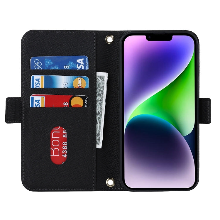 Cross Texture Crossbody Lanyard Leather Phone Case, For iPhone 15 Plus, For iPhone 15
