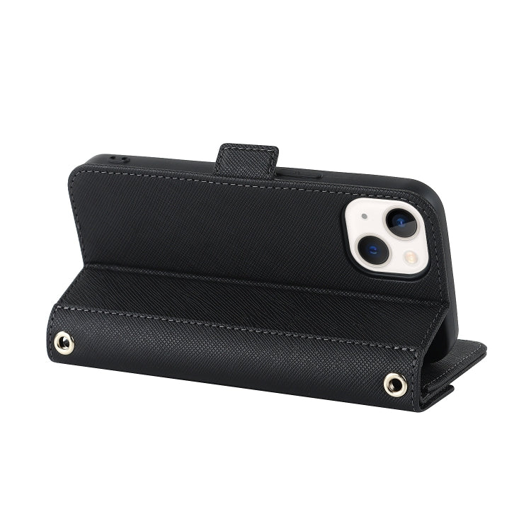 Cross Texture Crossbody Lanyard Leather Phone Case, For iPhone 15 Plus, For iPhone 15