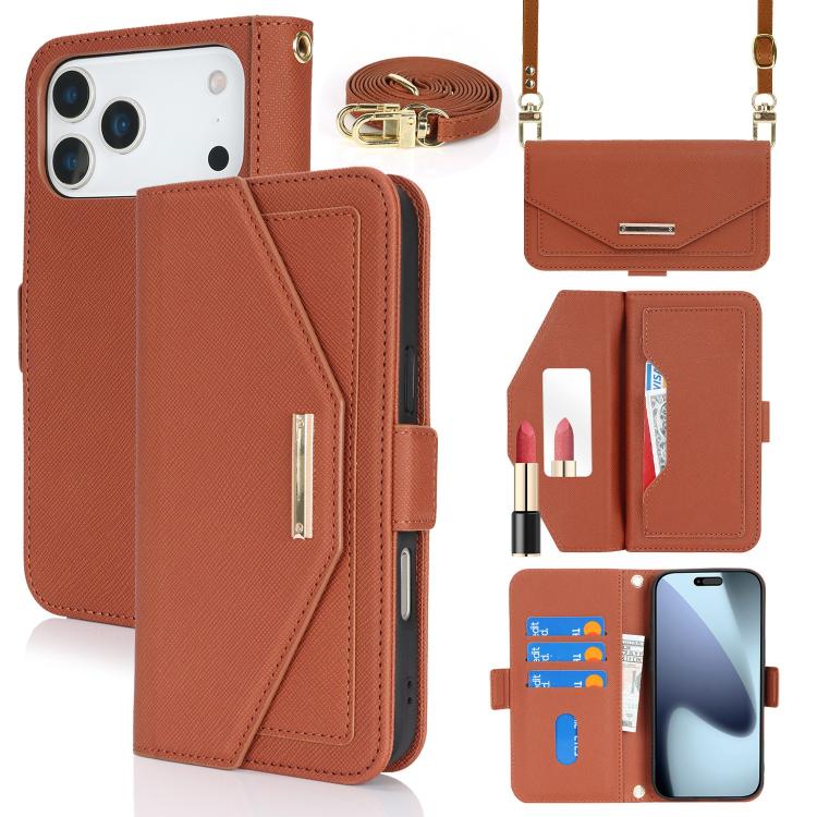 Cross Texture Crossbody Lanyard Leather Phone Case, For iPhone 16 Pro Max, For iPhone 16 Pro, For iPhone 16 Plus, For iPhone 16