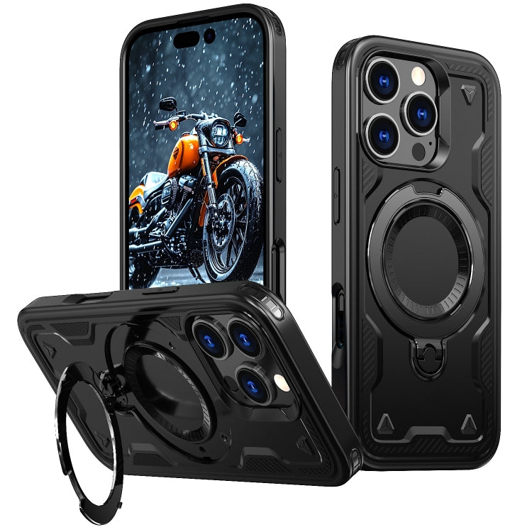 PC Hybrid TPU Armor MagSafe Ring Holder Phone Case, For iPhone 16 Pro Max, For iPhone 16 Pro, For iPhone 16 Plus
