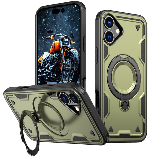 PC Hybrid TPU Armor MagSafe Ring Holder Phone Case, For iPhone 16