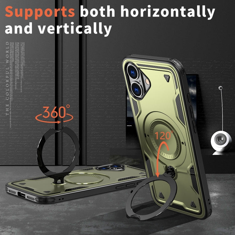 PC Hybrid TPU Armor MagSafe Ring Holder Phone Case, For iPhone 16
