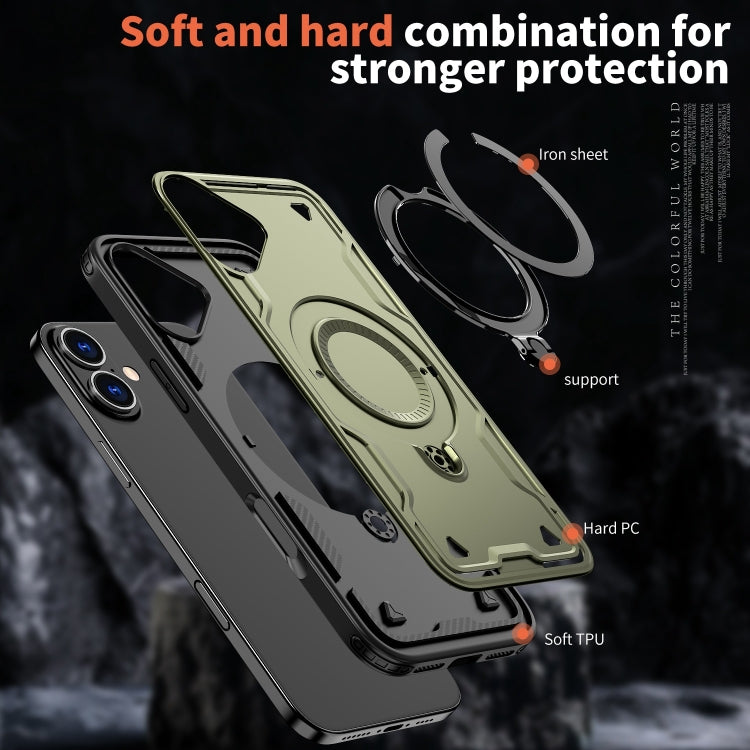 PC Hybrid TPU Armor MagSafe Ring Holder Phone Case, For iPhone 16