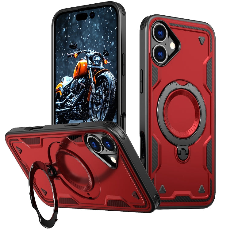 PC Hybrid TPU Armor MagSafe Ring Holder Phone Case, For iPhone 16