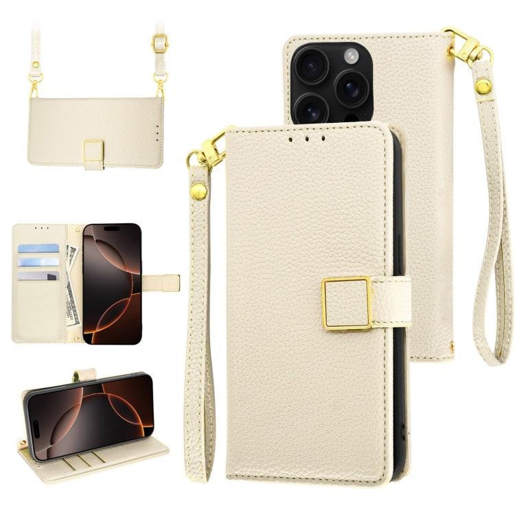 Crossbody Litchi Texture Square Buckle Leather Phone Case