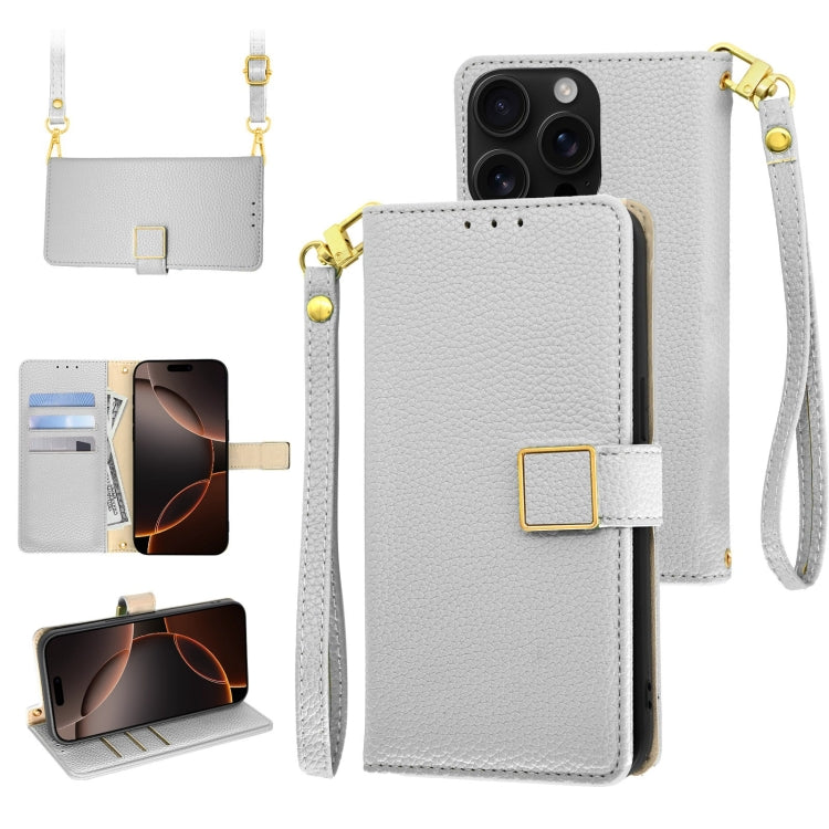 Crossbody Litchi Texture Square Buckle Leather Phone Case
