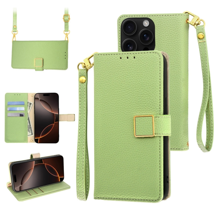 Crossbody Litchi Texture Square Buckle Leather Phone Case