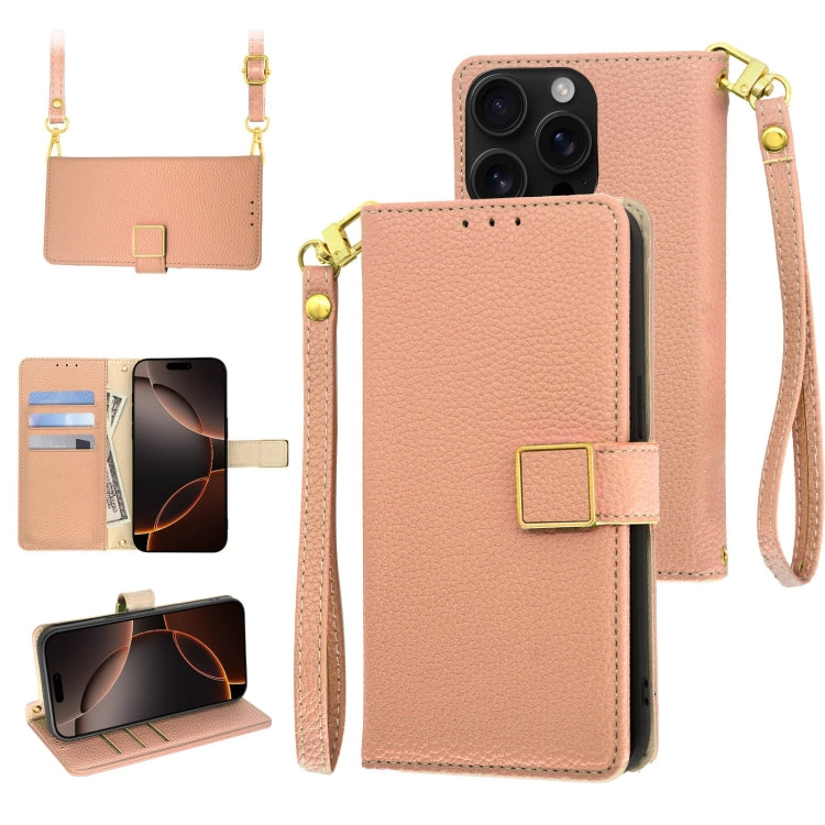 Crossbody Litchi Texture Square Buckle Leather Phone Case