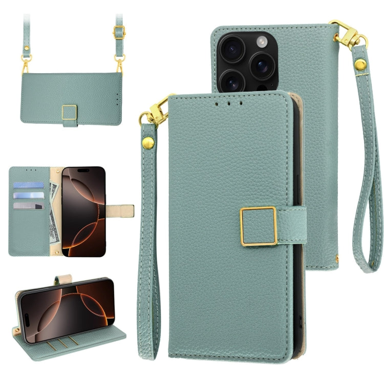 Crossbody Litchi Texture Square Buckle Leather Phone Case