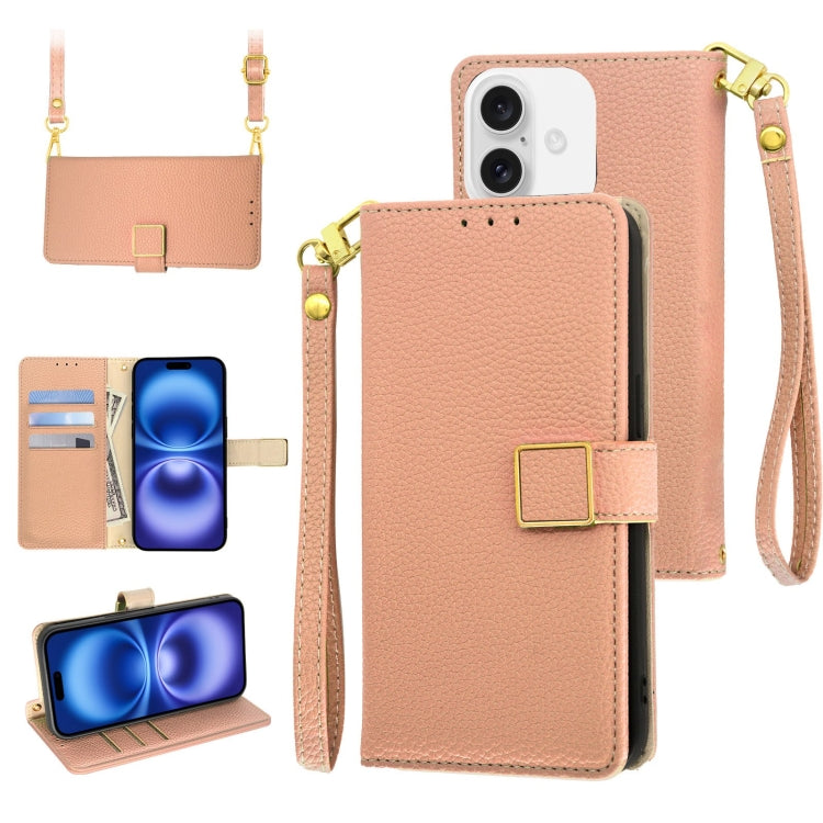 Crossbody Litchi Texture Square Buckle Leather Phone Case