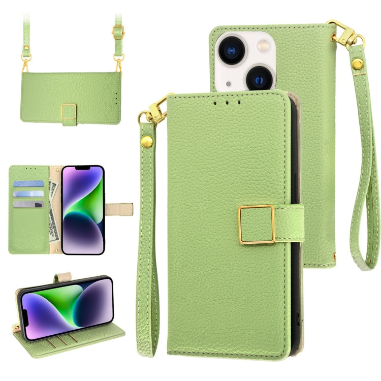 Crossbody Litchi Texture Square Buckle Leather Phone Case, For iPhone 14, For iPhone 14 Pro, For iPhone 14 Pro Max