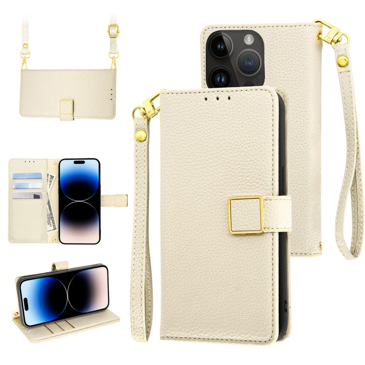 Crossbody Litchi Texture Square Buckle Leather Phone Case, For iPhone 14, For iPhone 14 Pro, For iPhone 14 Pro Max