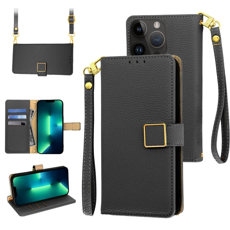 Crossbody Litchi Texture Square Buckle Leather Phone Case, For iPhone 13 Pro Max, For iPhone 13 Pro, For iPhone 13