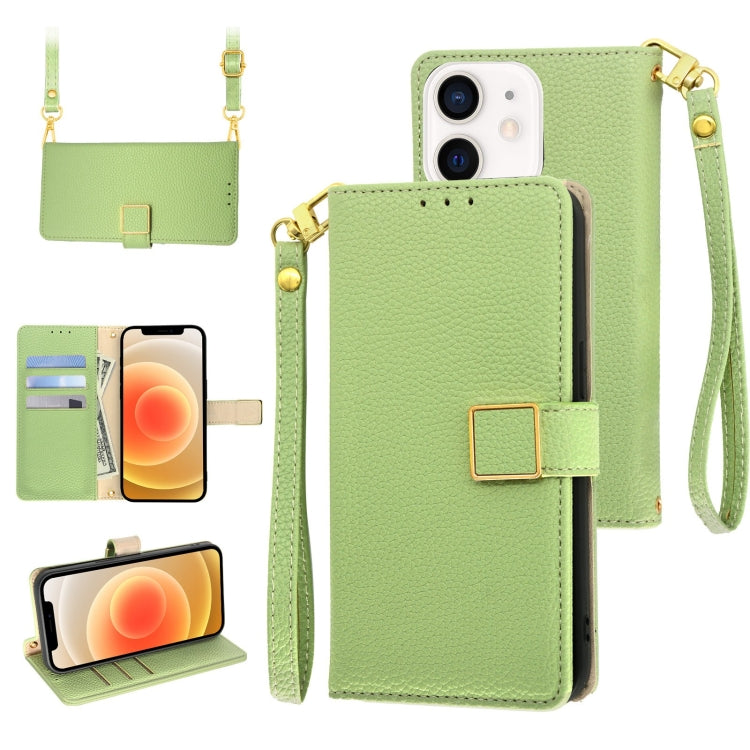 Crossbody Litchi Texture Square Buckle Leather Phone Case, For iPhone 13 mini, For iPhone 12 / 12 Pro, For iPhone 12 Pro Max