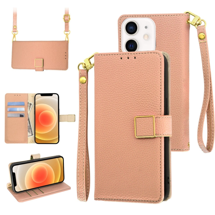 Crossbody Litchi Texture Square Buckle Leather Phone Case, For iPhone 13 mini, For iPhone 12 / 12 Pro, For iPhone 12 Pro Max