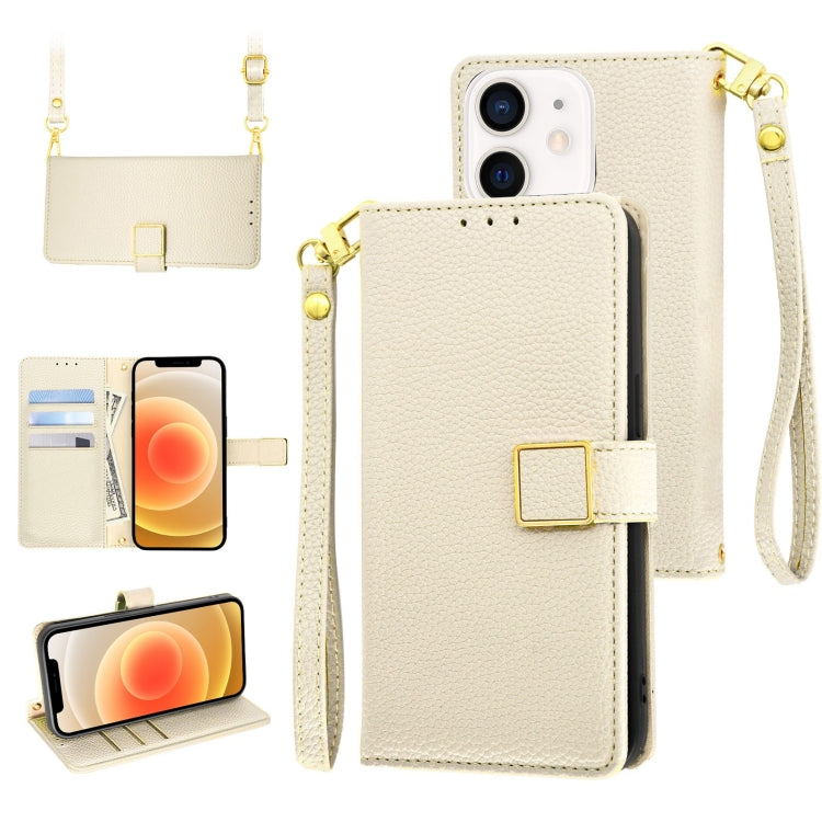 Crossbody Litchi Texture Square Buckle Leather Phone Case, For iPhone 13 mini, For iPhone 12 / 12 Pro, For iPhone 12 Pro Max