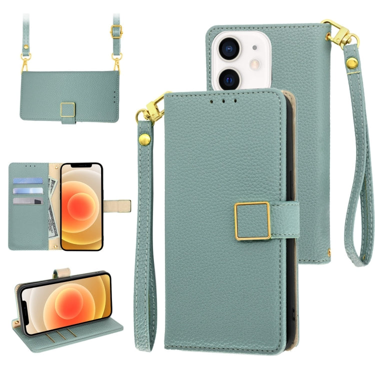 Crossbody Litchi Texture Square Buckle Leather Phone Case, For iPhone 13 mini, For iPhone 12 / 12 Pro, For iPhone 12 Pro Max