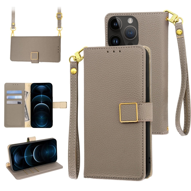 Crossbody Litchi Texture Square Buckle Leather Phone Case, For iPhone 13 mini, For iPhone 12 / 12 Pro, For iPhone 12 Pro Max