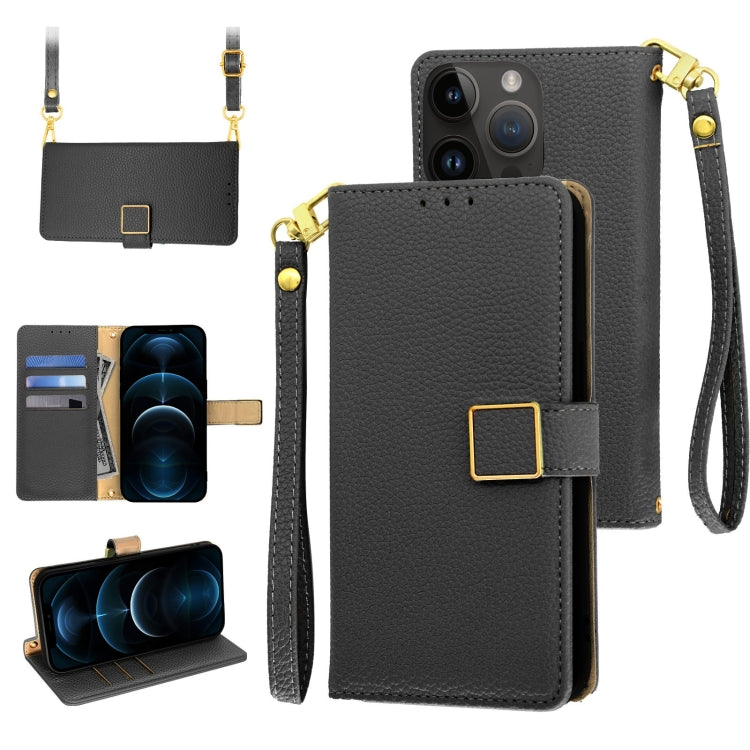 Crossbody Litchi Texture Square Buckle Leather Phone Case, For iPhone 13 mini, For iPhone 12 / 12 Pro, For iPhone 12 Pro Max