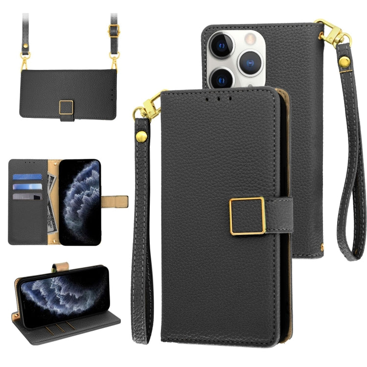 Crossbody Litchi Texture Square Buckle Leather Phone Case, For iPhone 11 Pro