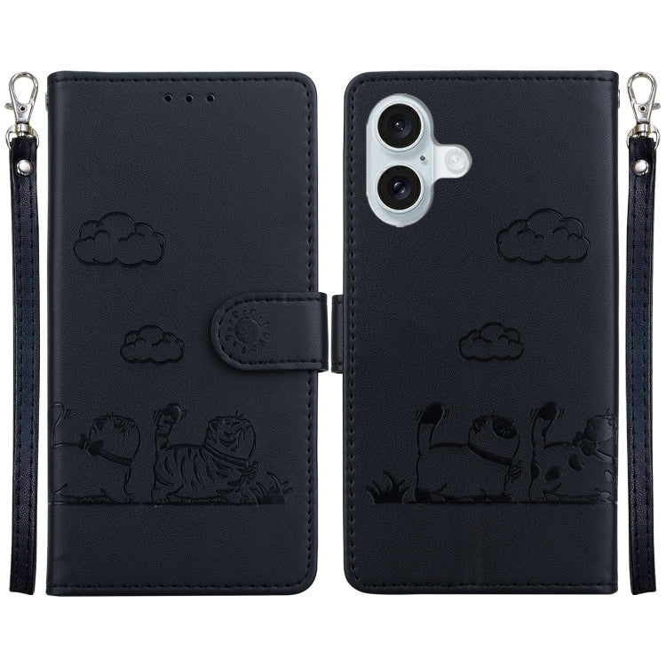 Cute Cats RFID Leather Phone Case, For iPhone 16, For iPhone 15 Pro Max, For iPhone 15 Pro, For iPhone 15 Plus