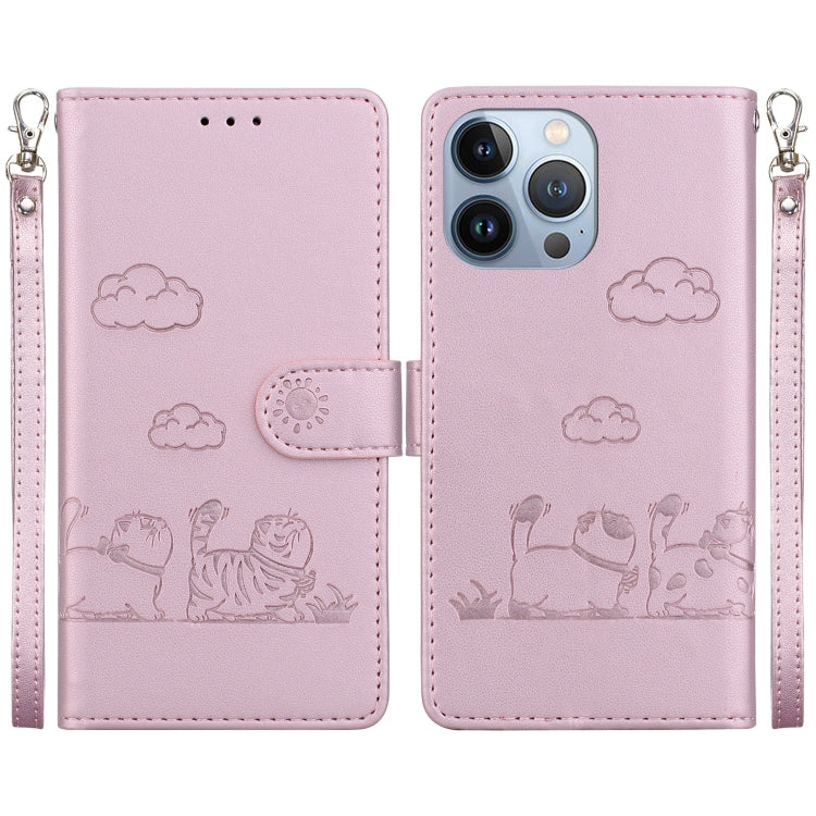 Cute Cats RFID Leather Phone Case, For iPhone 16, For iPhone 15 Pro Max, For iPhone 15 Pro, For iPhone 15 Plus