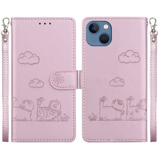 Cute Cats RFID Leather Phone Case, For iPhone 15, For iPhone 14 Plus, For iPhone 14, For iPhone 14 Pro