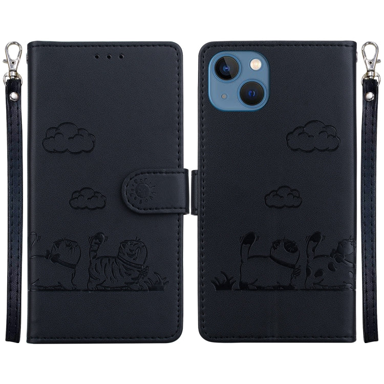 Cute Cats RFID Leather Phone Case, For iPhone 15, For iPhone 14 Plus, For iPhone 14, For iPhone 14 Pro