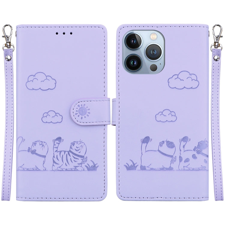 Cute Cats RFID Leather Phone Case, For iPhone 15, For iPhone 14 Plus, For iPhone 14, For iPhone 14 Pro