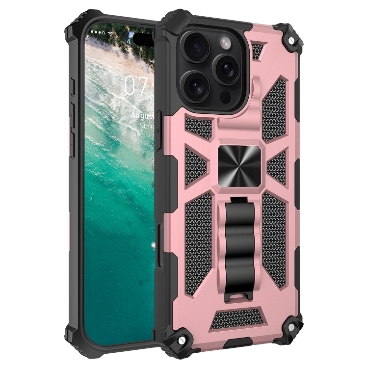 Armor Shockproof TPU Hybrid PC Magnetic Phone Case with Holder, For iPhone 16e, For iPhone 16 Pro Max, For iPhone 16 Pro, For iPhone 16 Plus
