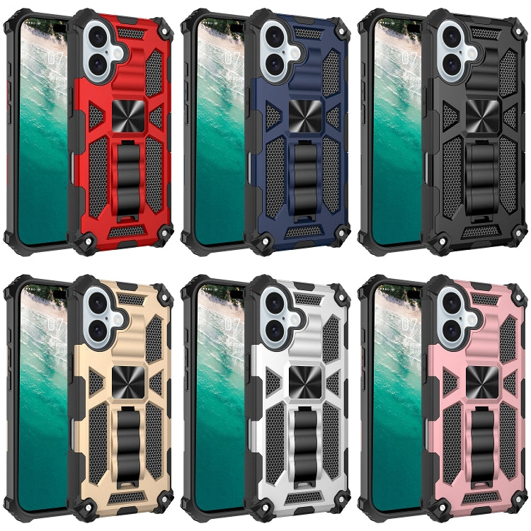 Armor Shockproof TPU Hybrid PC Magnetic Phone Case with Holder, For iPhone 16