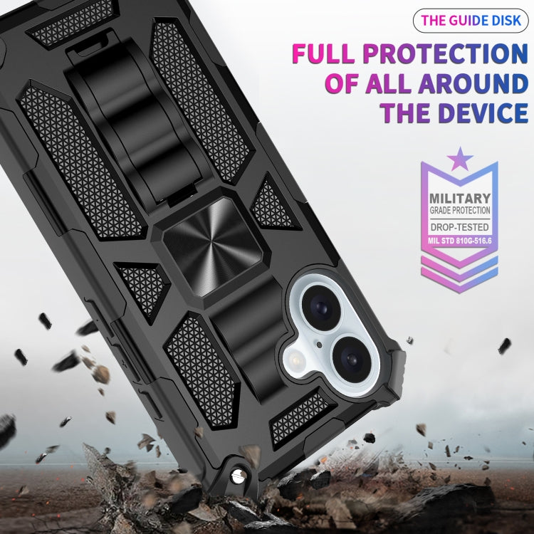 Armor Shockproof TPU Hybrid PC Magnetic Phone Case with Holder, For iPhone 16