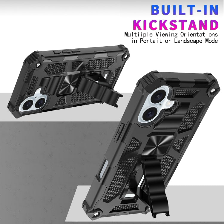 Armor Shockproof TPU Hybrid PC Magnetic Phone Case with Holder, For iPhone 16
