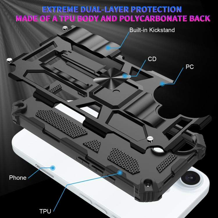 Armor Shockproof TPU Hybrid PC Magnetic Phone Case with Holder, For iPhone 16