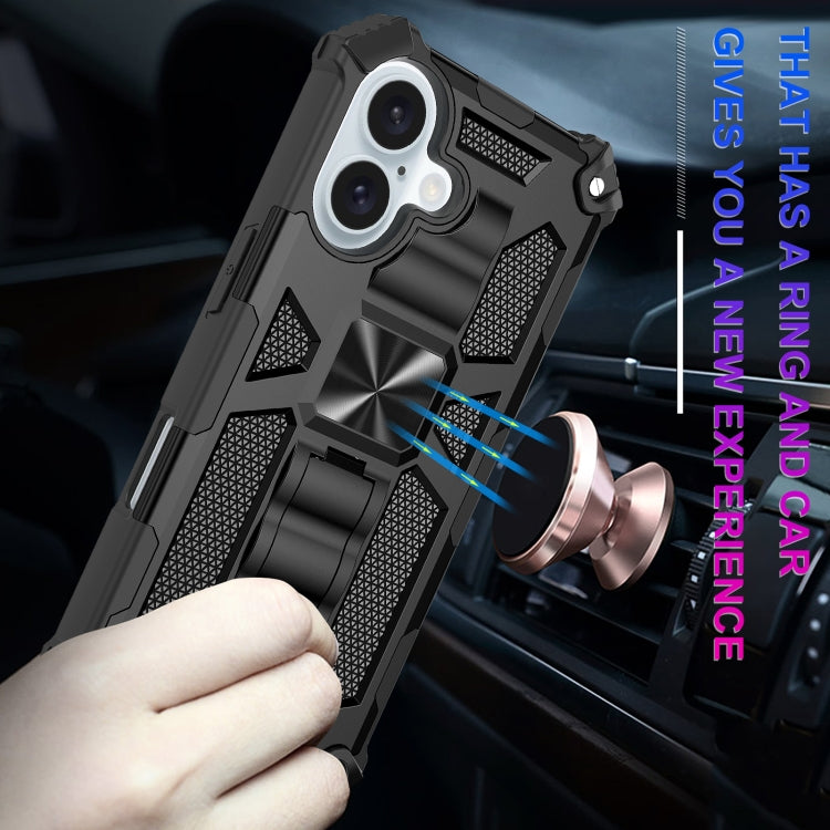 Armor Shockproof TPU Hybrid PC Magnetic Phone Case with Holder, For iPhone 16