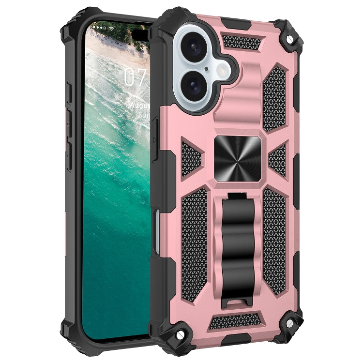 Armor Shockproof TPU Hybrid PC Magnetic Phone Case with Holder, For iPhone 16