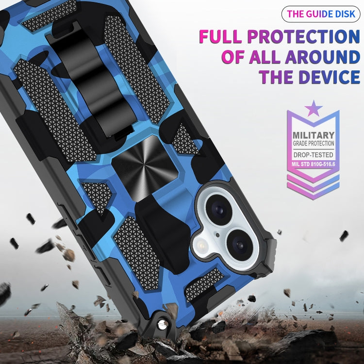 Camouflage Armor Kickstand TPU Hybrid PC Magnetic Phone Case, For iPhone 16