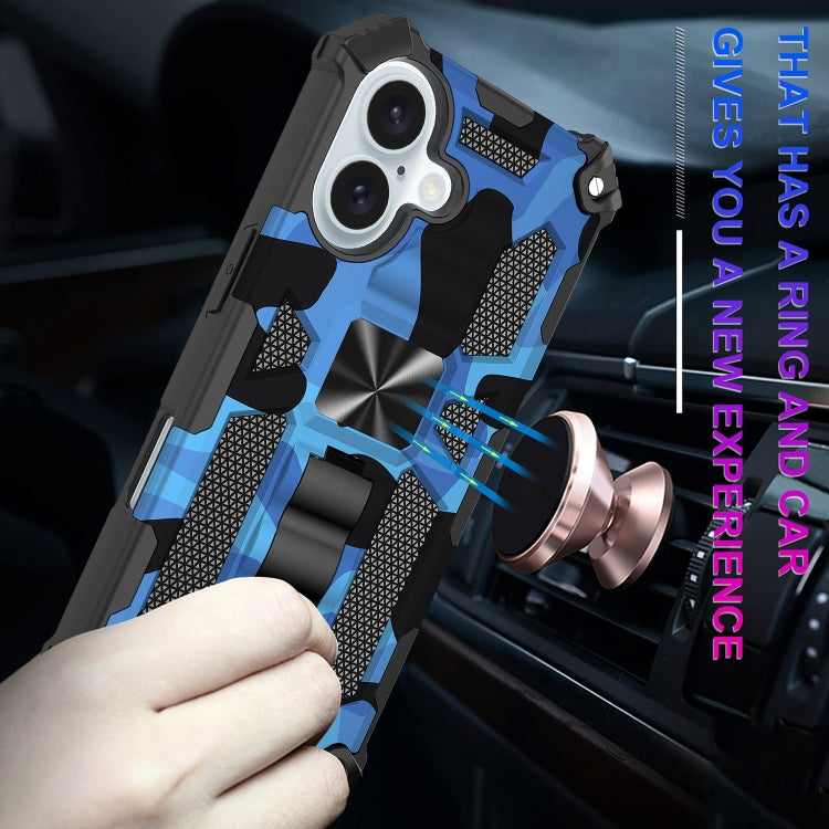 Camouflage Armor Kickstand TPU Hybrid PC Magnetic Phone Case, For iPhone 16