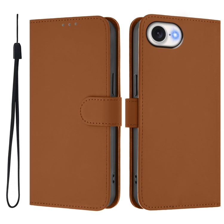 Skin Feel Solid Color Leather Phone Case with Lanyard, For iPhone 16 Pro Max