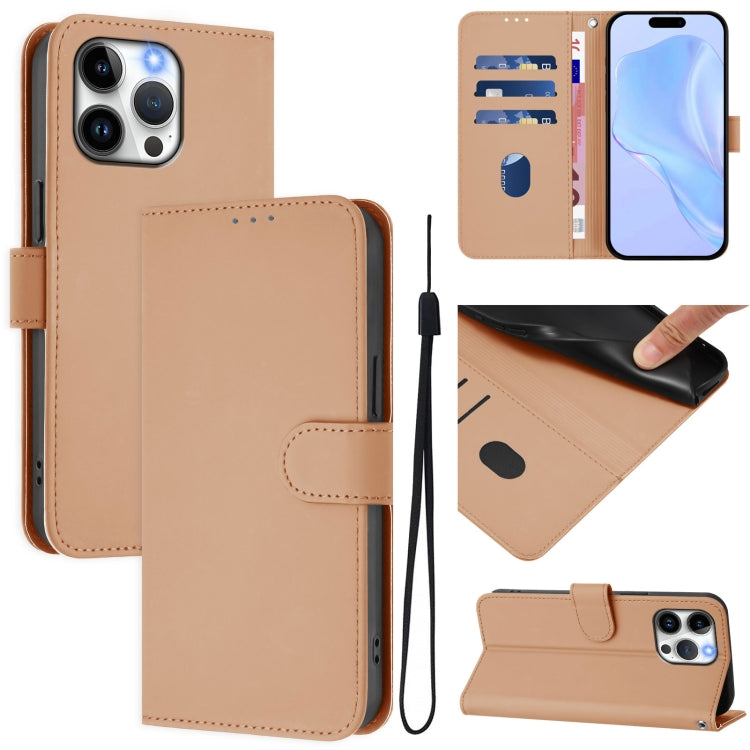 Skin Feel Solid Color Leather Phone Case with Lanyard