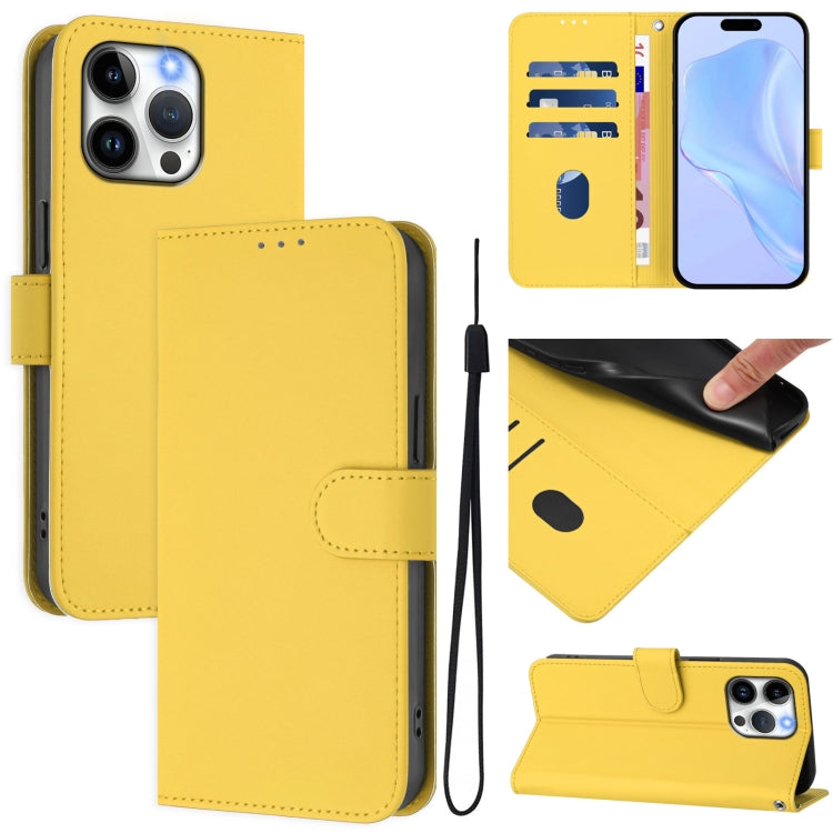 Skin Feel Solid Color Leather Phone Case with Lanyard