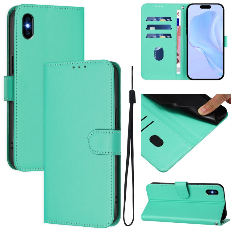 Skin Feel Solid Color Leather Phone Case with Lanyard, For iPhone XS Max