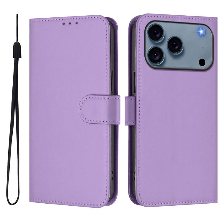 Skin Feel Solid Color Leather Phone Case with Lanyard, For iPhone 16 Plus