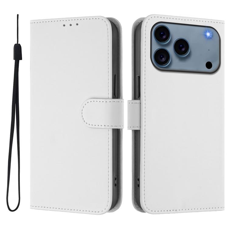 Skin Feel Solid Color Leather Phone Case with Lanyard, For iPhone 16 Plus
