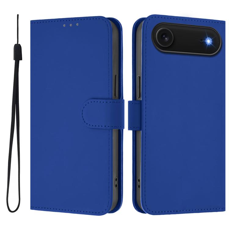 Skin Feel Solid Color Leather Phone Case with Lanyard, iPhone 16e