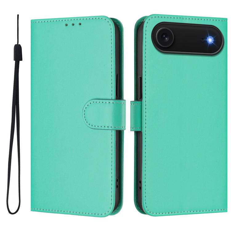 Skin Feel Solid Color Leather Phone Case with Lanyard, iPhone 16e