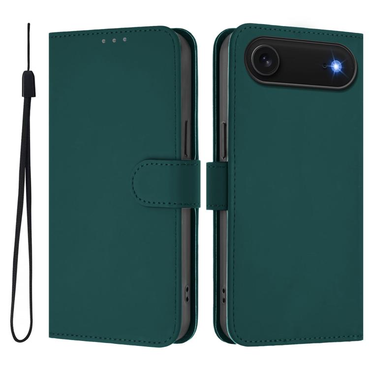 Skin Feel Solid Color Leather Phone Case with Lanyard, iPhone 16e