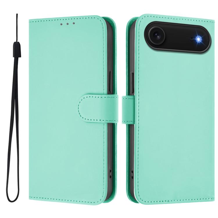 Skin Feel Solid Color Leather Phone Case with Lanyard, iPhone 16e
