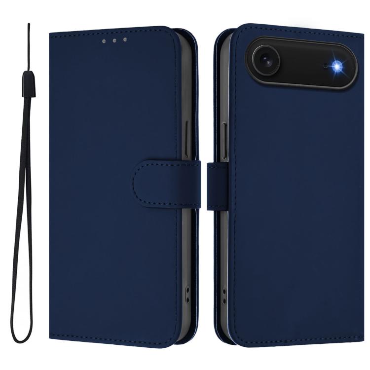 Skin Feel Solid Color Leather Phone Case with Lanyard, iPhone 16e
